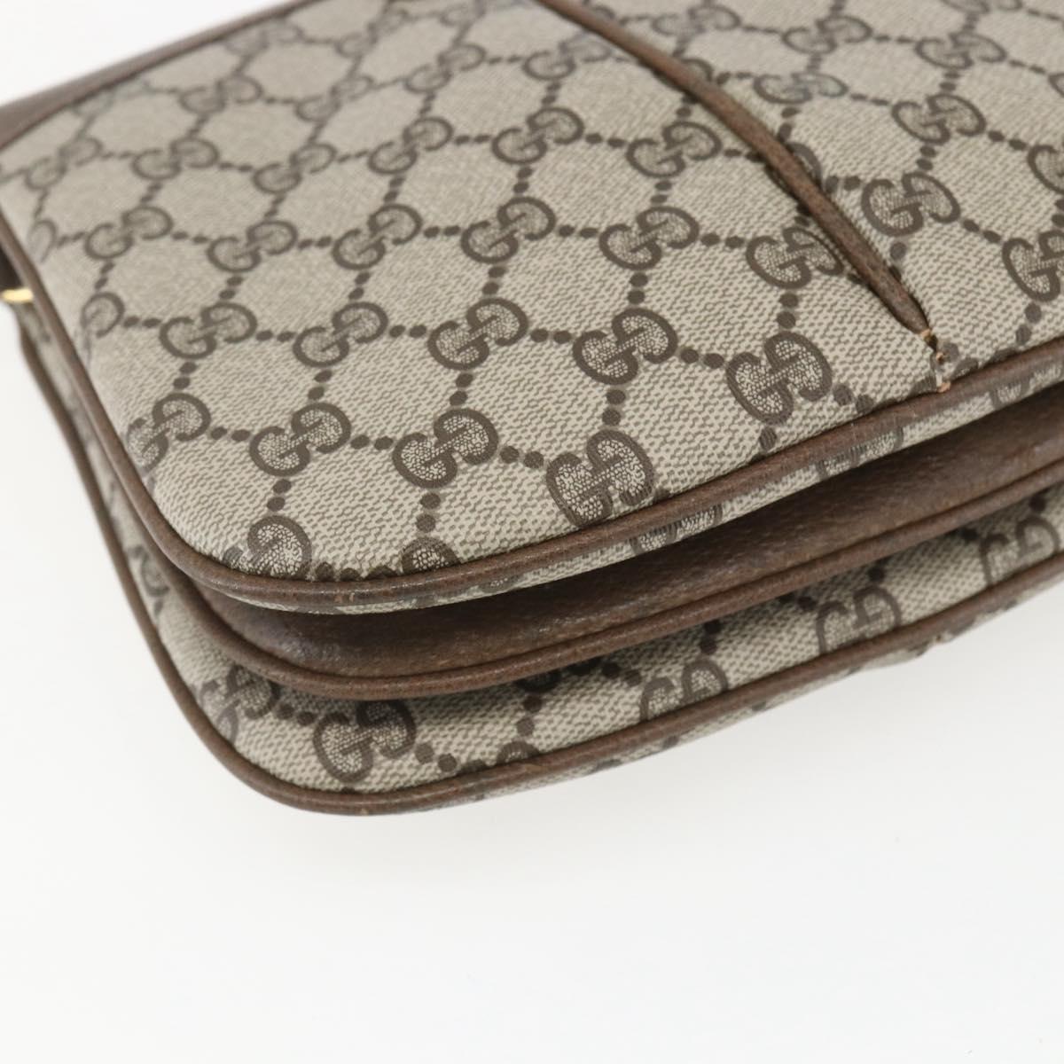 GUCCI GG Supreme Web Sherry Line Bag PVC Beige Gold 10 02 037 Auth 157006