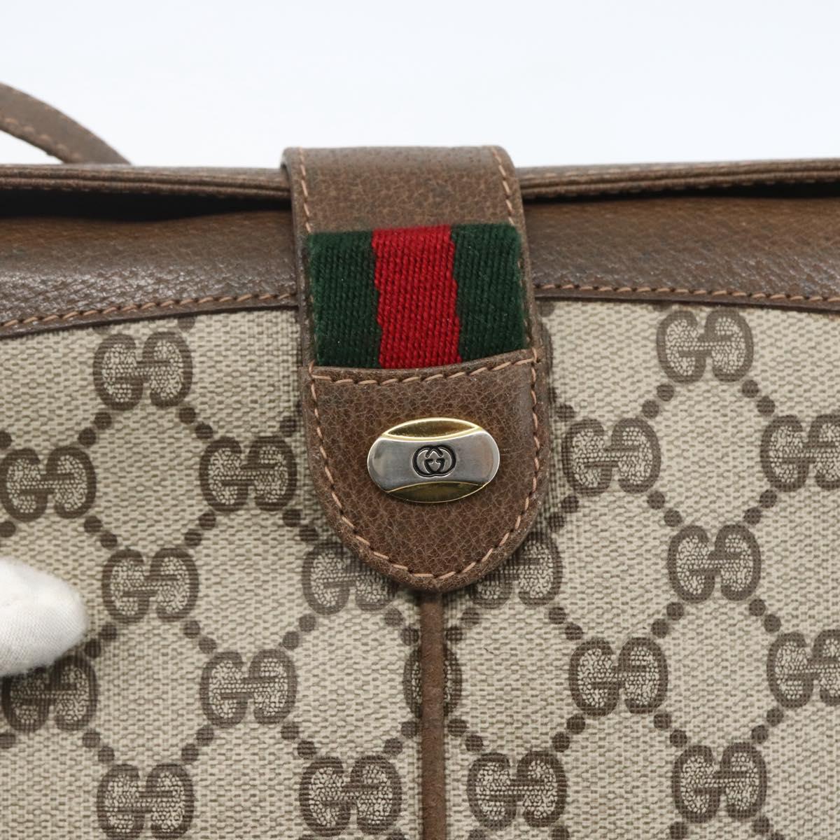 GUCCI GG Supreme Web Sherry Line Bag PVC Beige Gold 10 02 037 Auth 157006