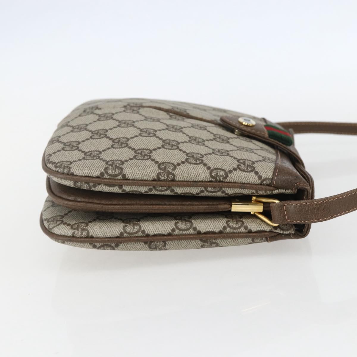 GUCCI GG Supreme Web Sherry Line Bag PVC Beige Gold 10 02 037 Auth 157006