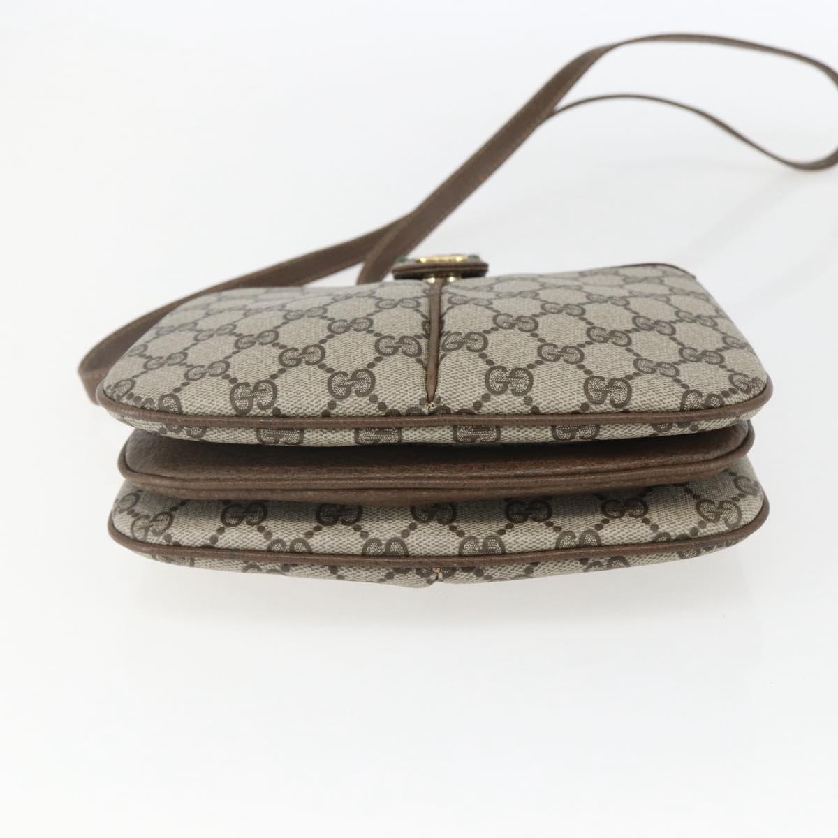 GUCCI GG Supreme Web Sherry Line Bag PVC Beige Gold 10 02 037 Auth 157006