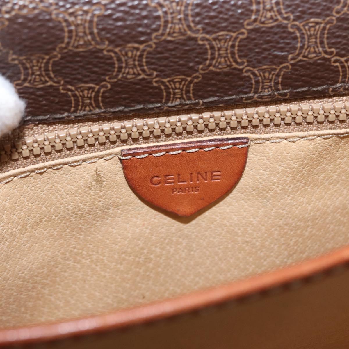 CELINE Macadam Canvas Shoulder Bag PVC Leather Brown Gold Auth 157008