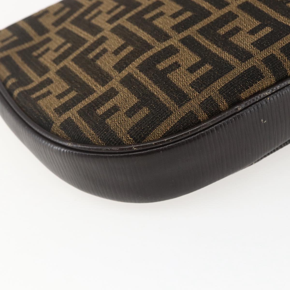 FENDI Zucca Canvas Shoulder Bag Black Brown Auth 157010
