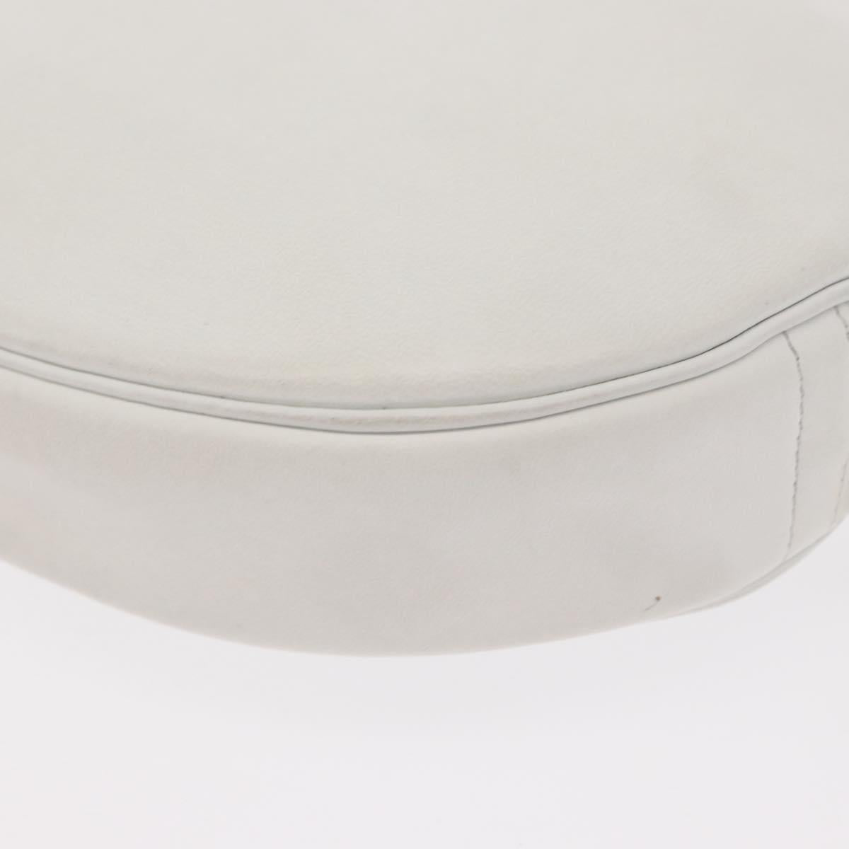 Christian Dior Chain Shoulder Bag Leather White Gold Auth 157011