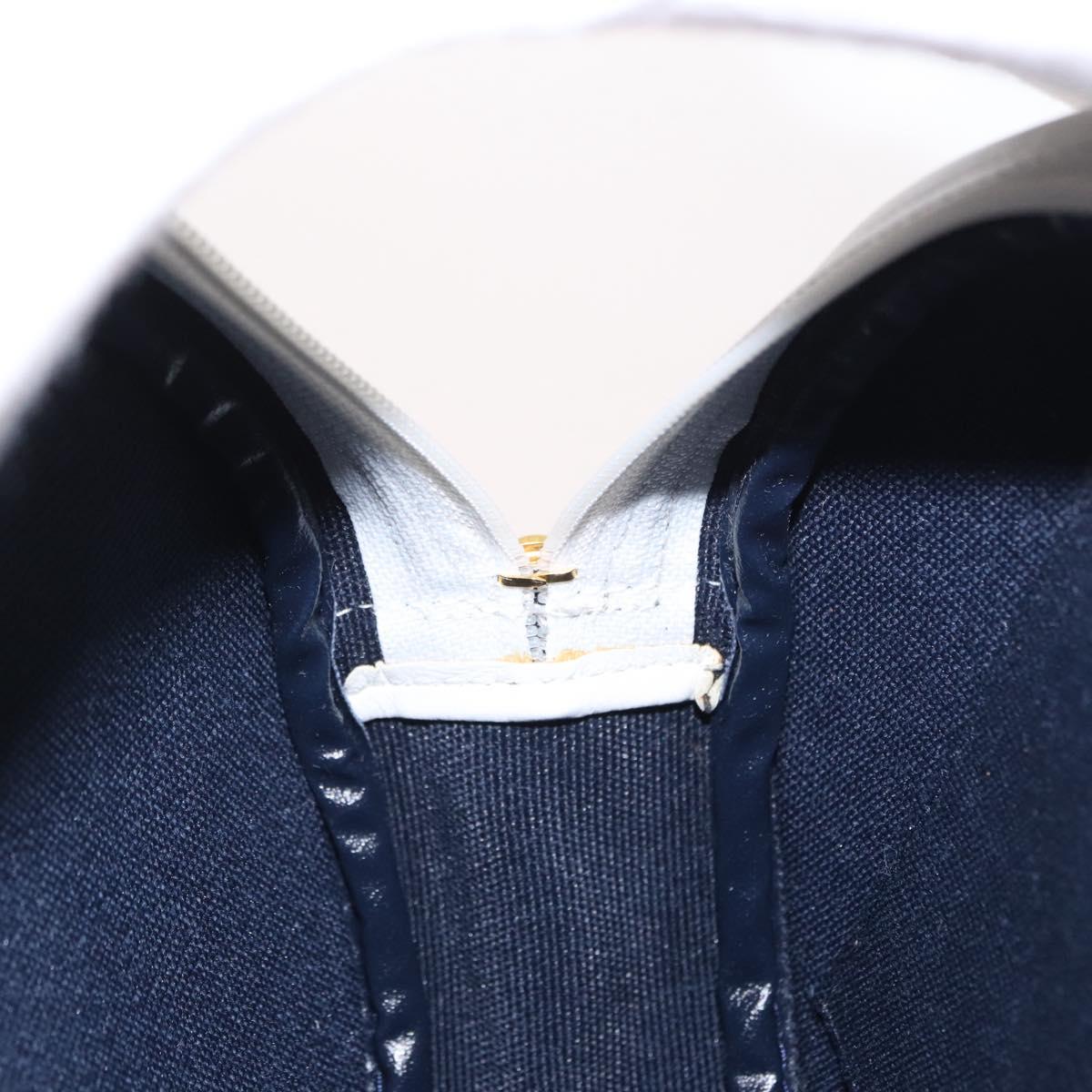 Christian Dior Chain Shoulder Bag Leather White Gold Auth 157011