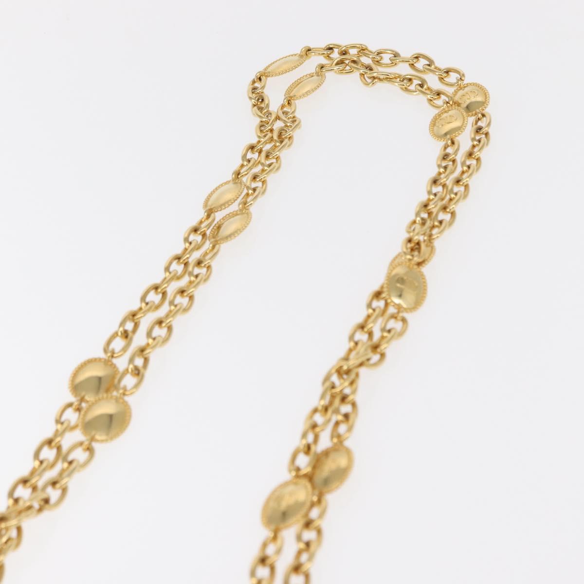 Christian Dior Chain Shoulder Bag Leather White Gold Auth 157011