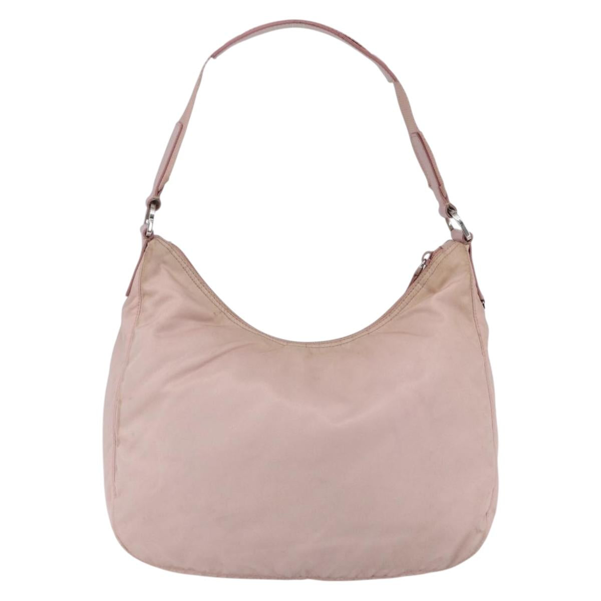 PRADA Shoulder Bag Nylon Pink Silver Auth 157013