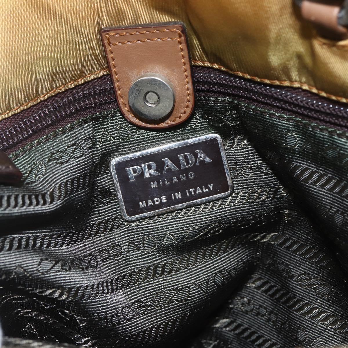 PRADA Tote Bag Nylon Yellow Silver Auth 157014