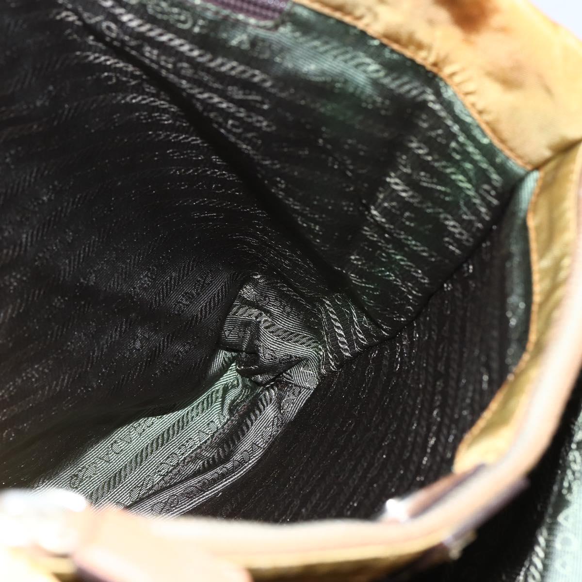 PRADA Tote Bag Nylon Yellow Silver Auth 157014