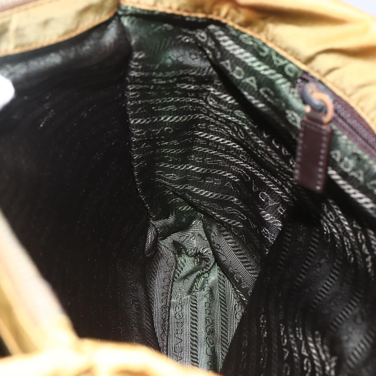 PRADA Tote Bag Nylon Yellow Silver Auth 157014