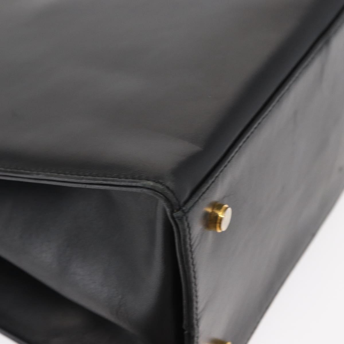 Salvatore Ferragamo Gancini Shoulder Bag Leather Black Gold Auth 157016