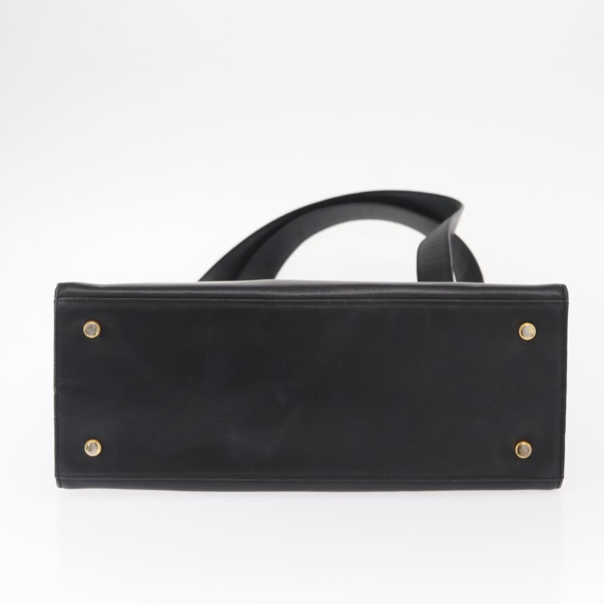 Salvatore Ferragamo Gancini Shoulder Bag Leather Black Gold Auth 157016