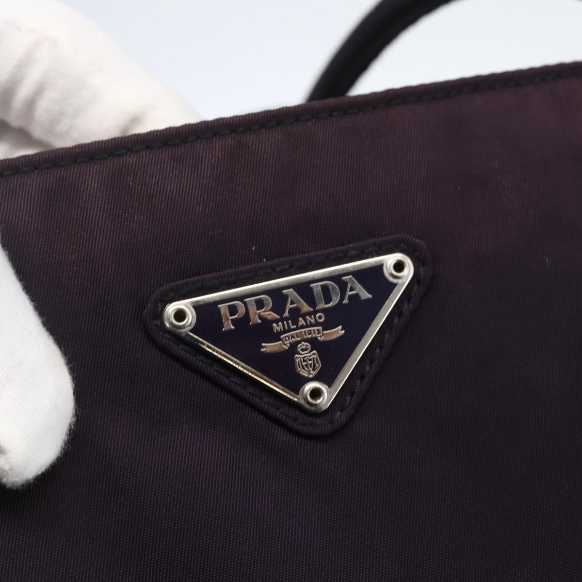 PRADA Tote Bag Nylon Purple Gold Auth 157027