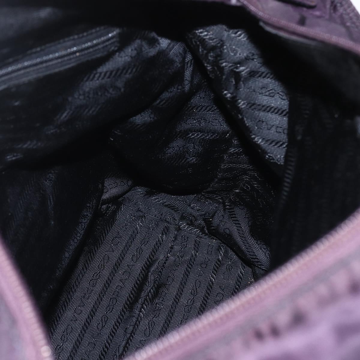 PRADA Tote Bag Nylon Purple Gold Auth 157027