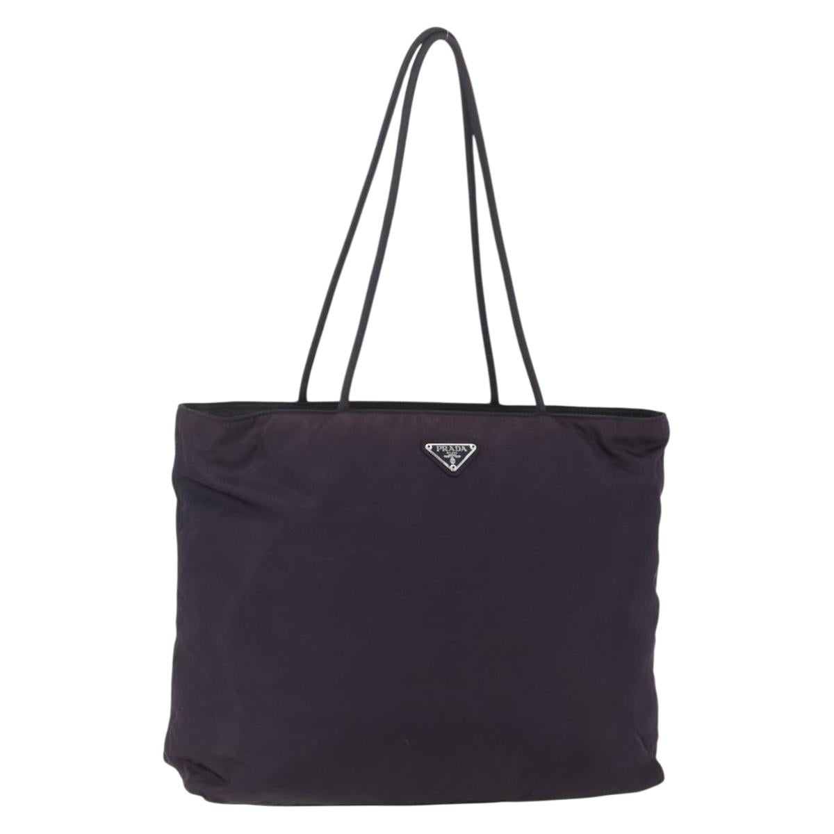 PRADA Tote Bag Nylon Purple Gold Auth 157027