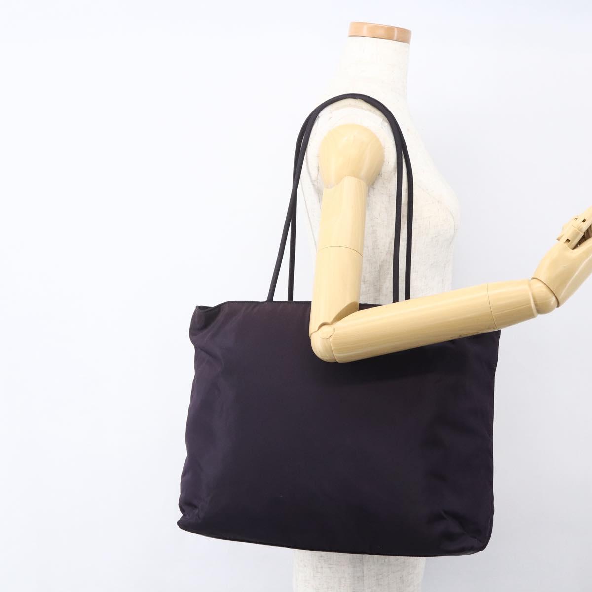PRADA Tote Bag Nylon Purple Gold Auth 157027