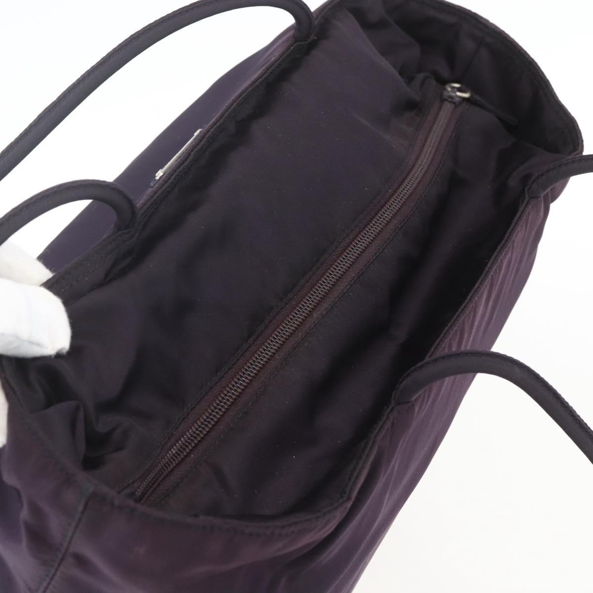PRADA Tote Bag Nylon Purple Gold Auth 157027