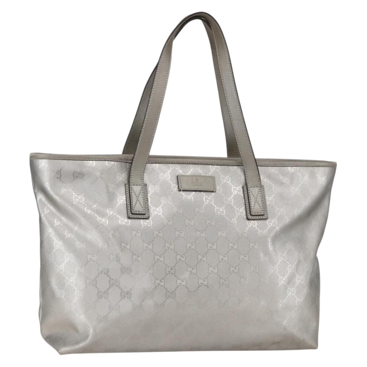 GUCCI GG Implementation Tote Bag PVC Silver 211137 Auth 157030