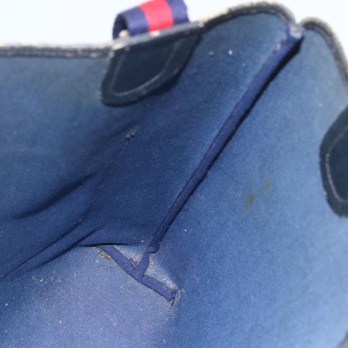 GUCCI GG Supreme Sherry Line Tote Bag PVC Navy Gold 904 02 003 Auth 157032