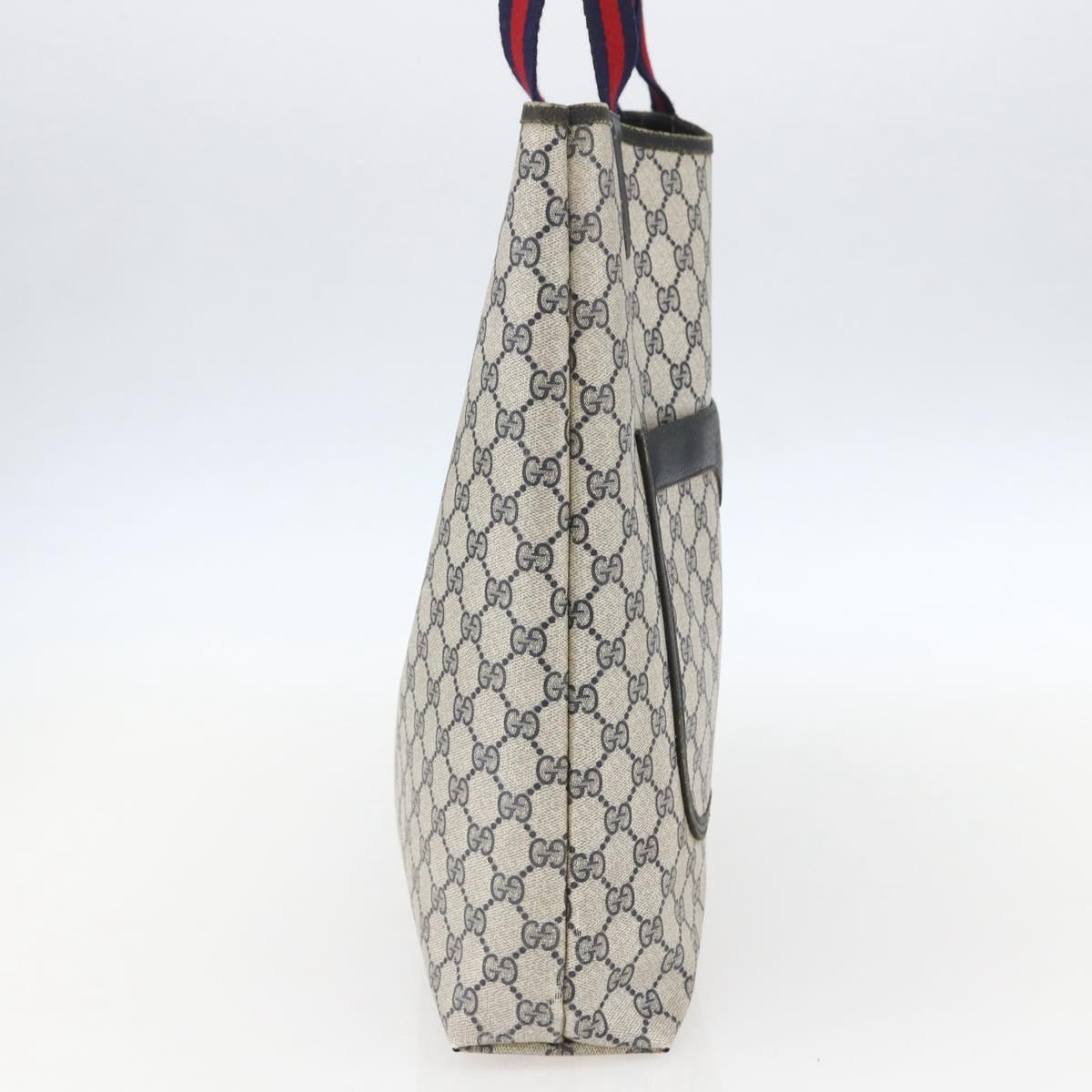 GUCCI GG Supreme Sherry Line Tote Bag PVC Navy Gold 904 02 003 Auth 157032