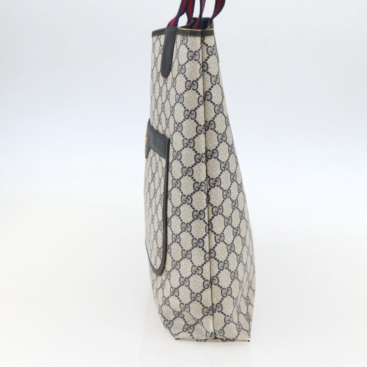 GUCCI GG Supreme Sherry Line Tote Bag PVC Navy Gold 904 02 003 Auth 157032