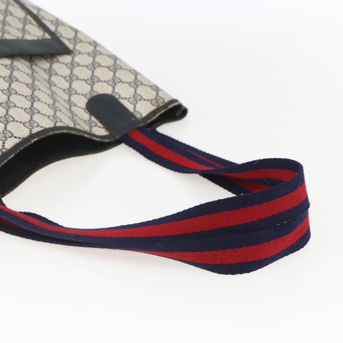 GUCCI GG Supreme Sherry Line Tote Bag PVC Navy Gold 904 02 003 Auth 157032