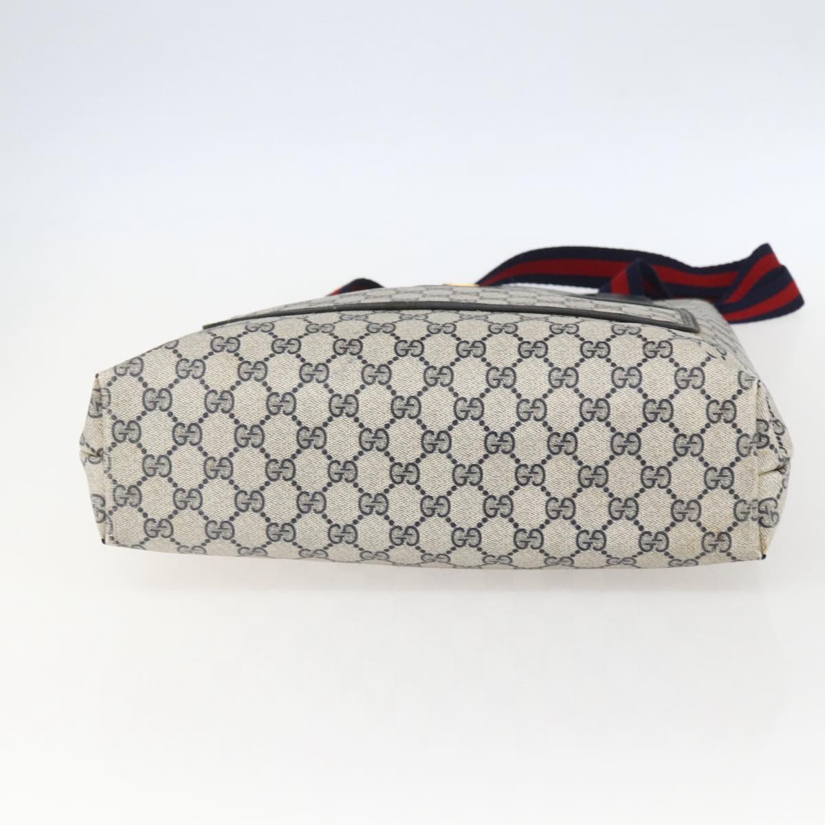 GUCCI GG Supreme Sherry Line Tote Bag PVC Navy Gold 904 02 003 Auth 157032