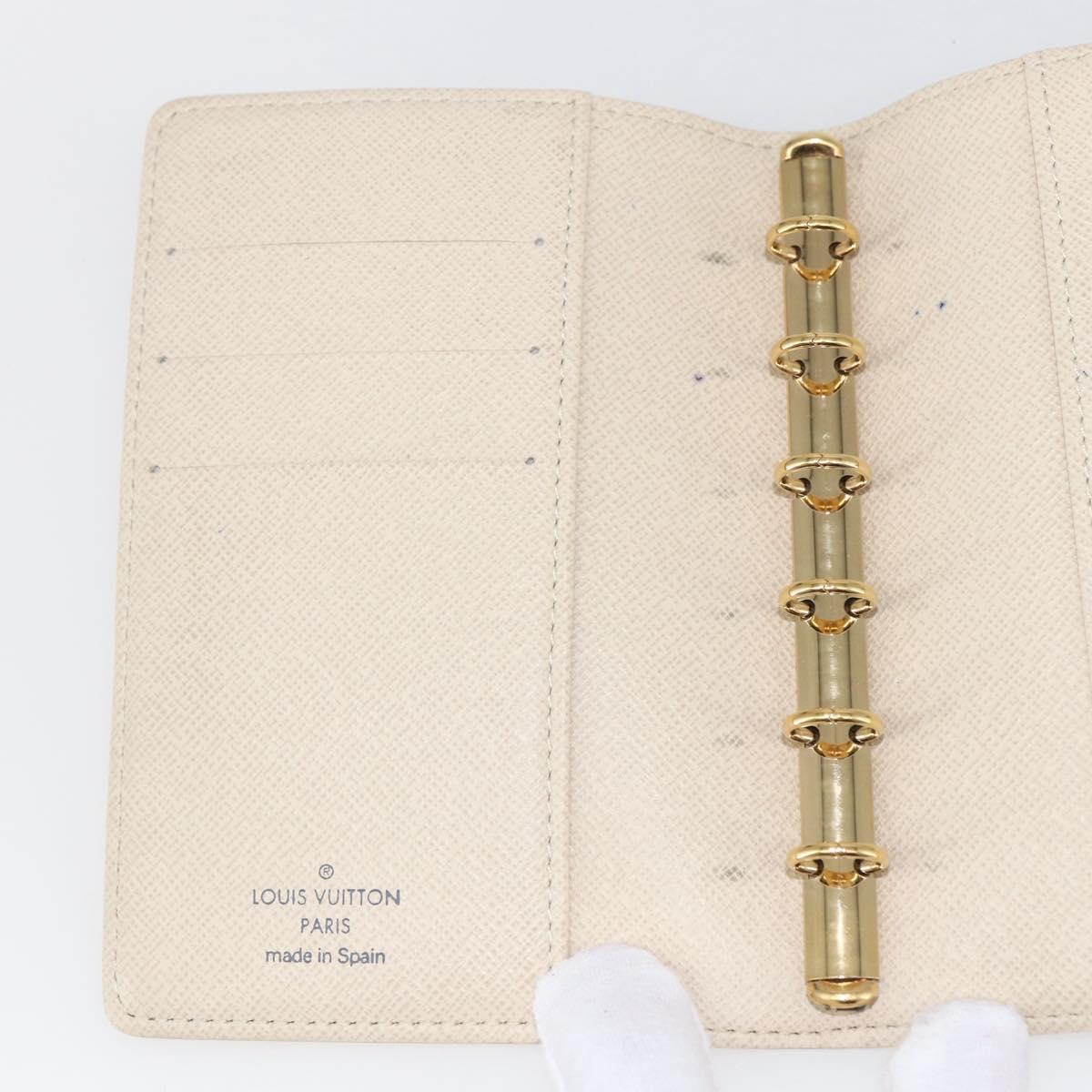 LOUIS VUITTON Damier Azur Agenda PM Day Planner Cover R20706 LV Auth 157046