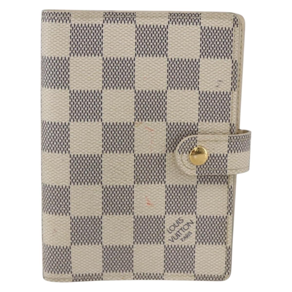 LOUIS VUITTON Damier Azur Agenda PM Day Planner Cover R20706 LV Auth 157046