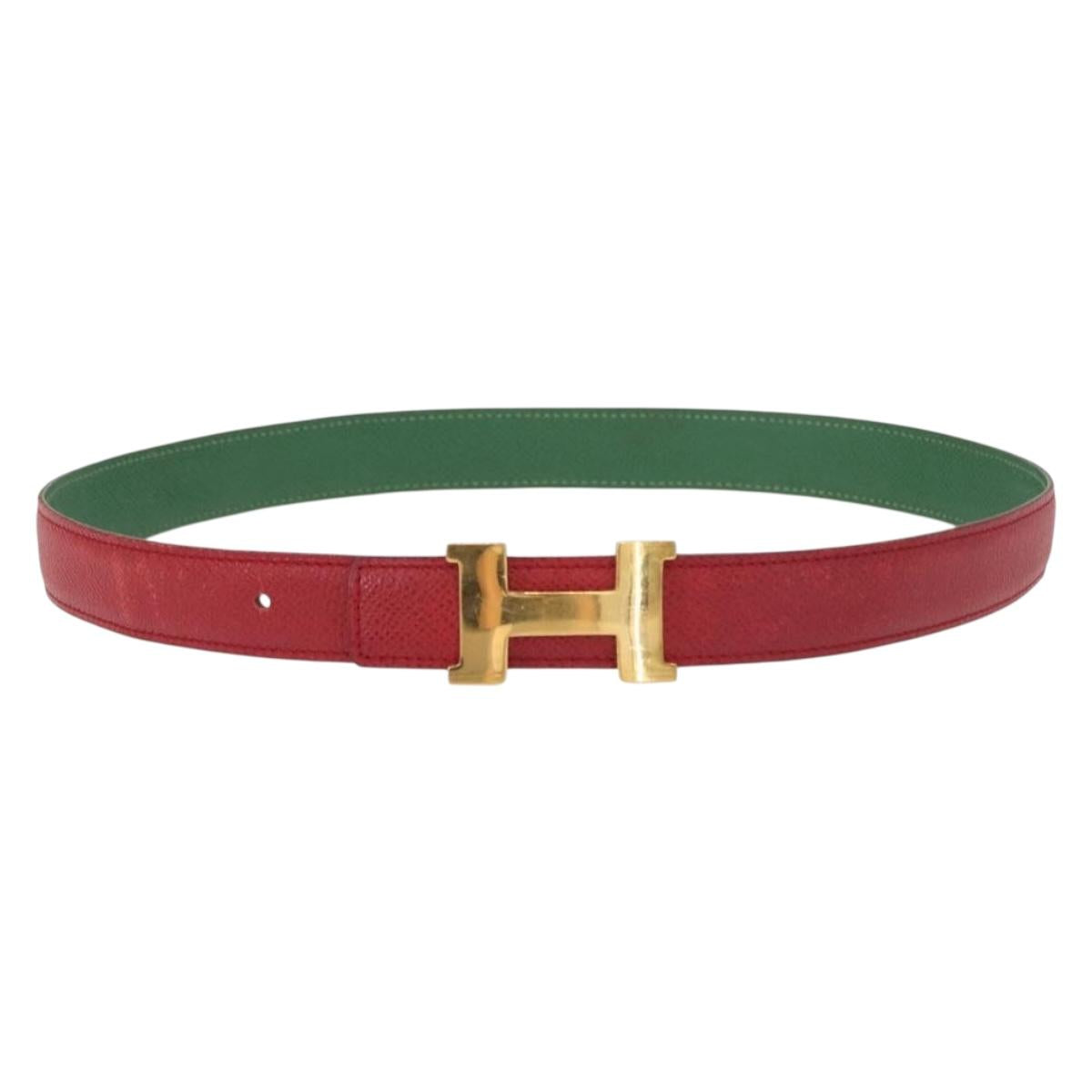 HERMES Constance Belt Leather 28.7"" Red Auth 157051