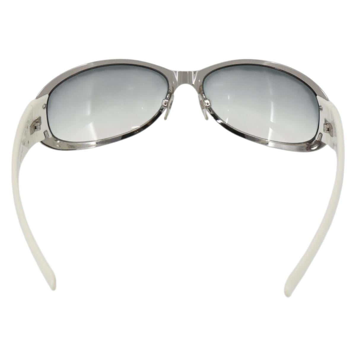 CHANEL COCO Mark Sunglasses metal White 4116 CC Auth 157052