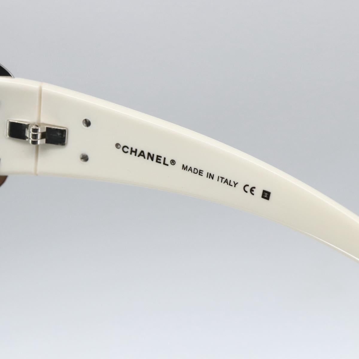 CHANEL COCO Mark Sunglasses metal White 4116 CC Auth 157052