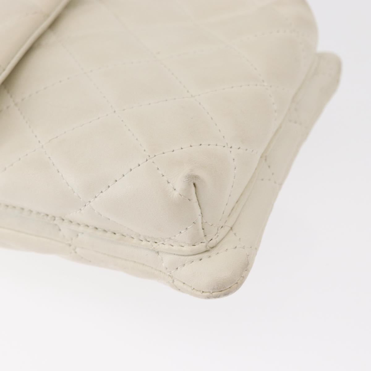 CHANEL Matelasse Cambon Line Shoulder Bag Calf Skin White Black CC Auth 157056