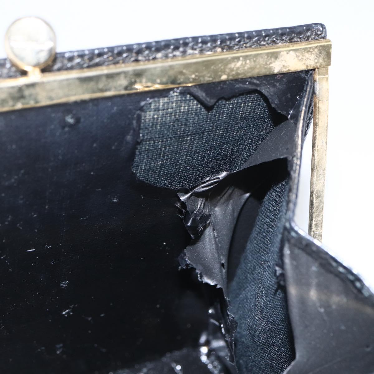 Salvatore Ferragamo Chain Vala Shoulder Bag Leather Black Gold Auth 157062