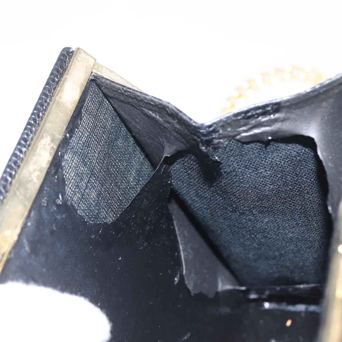 Salvatore Ferragamo Chain Vala Shoulder Bag Leather Black Gold Auth 157062