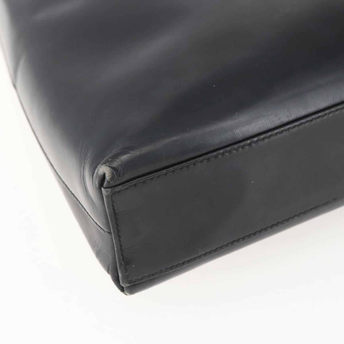 Salvatore Ferragamo Gancini Shoulder Bag Leather Black Gold Auth 157063