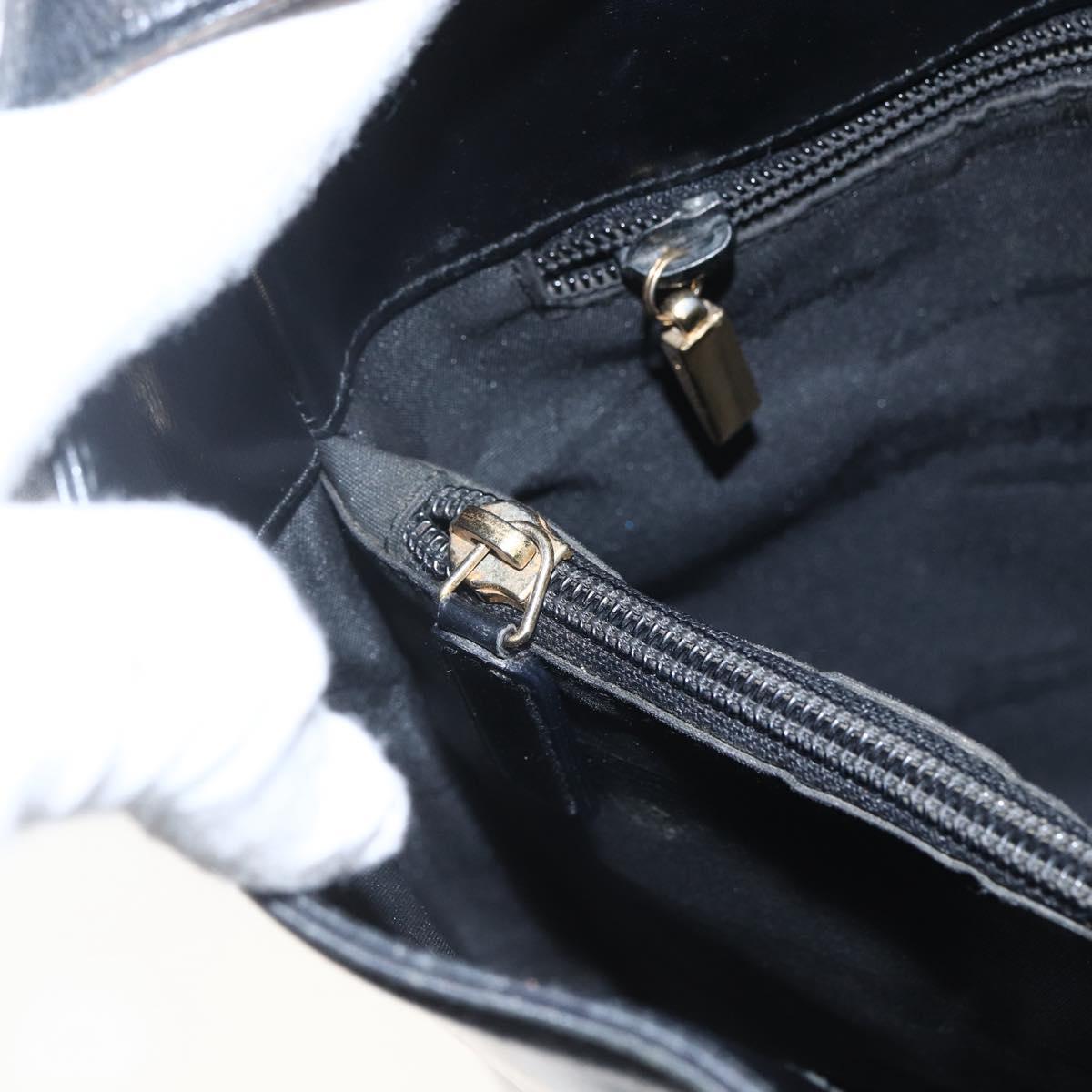 Salvatore Ferragamo Gancini Shoulder Bag Leather Black Gold Auth 157063