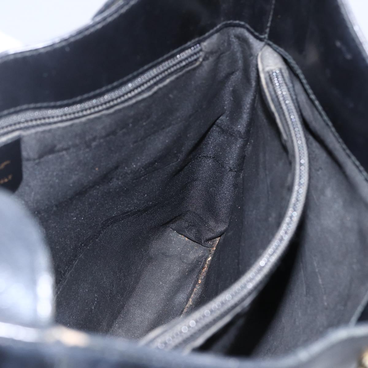 Salvatore Ferragamo Gancini Shoulder Bag Leather Black Gold Auth 157063