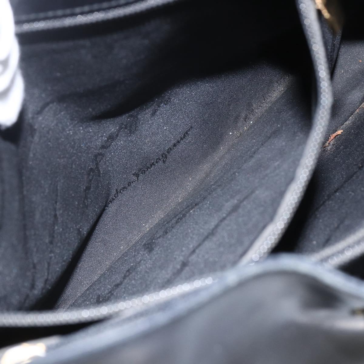 Salvatore Ferragamo Gancini Shoulder Bag Leather Black Gold Auth 157063