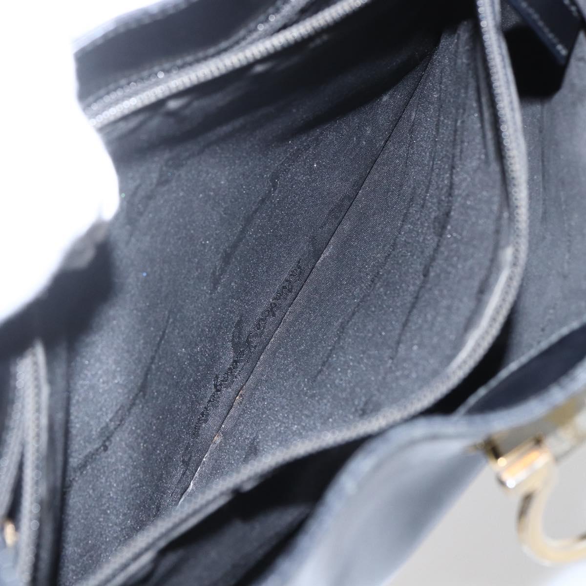 Salvatore Ferragamo Gancini Shoulder Bag Leather Black Gold Auth 157063