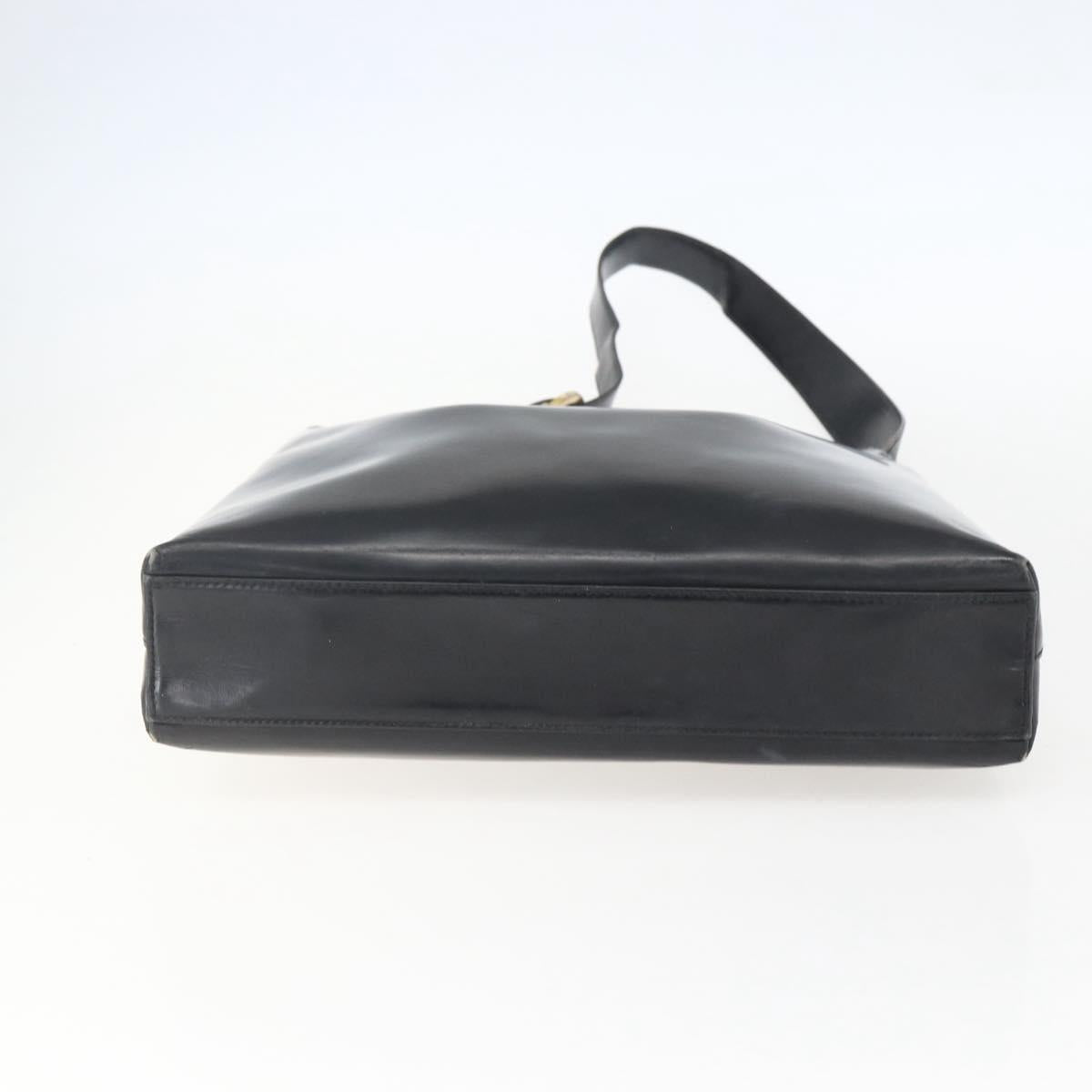 Salvatore Ferragamo Gancini Shoulder Bag Leather Black Gold Auth 157063