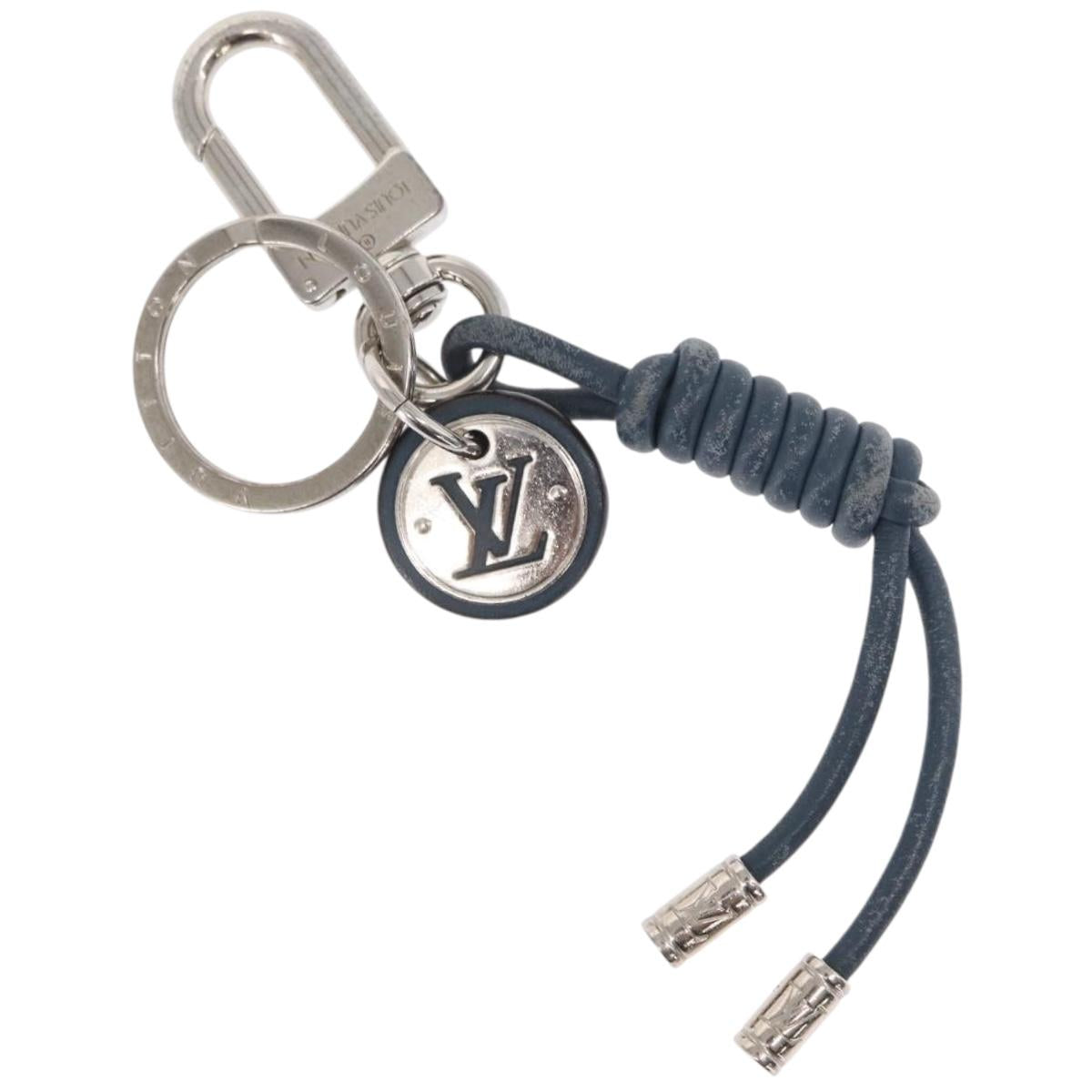 LOUIS VUITTON Leather Rope Key Charm metal Silver M62730 LV Auth 157066