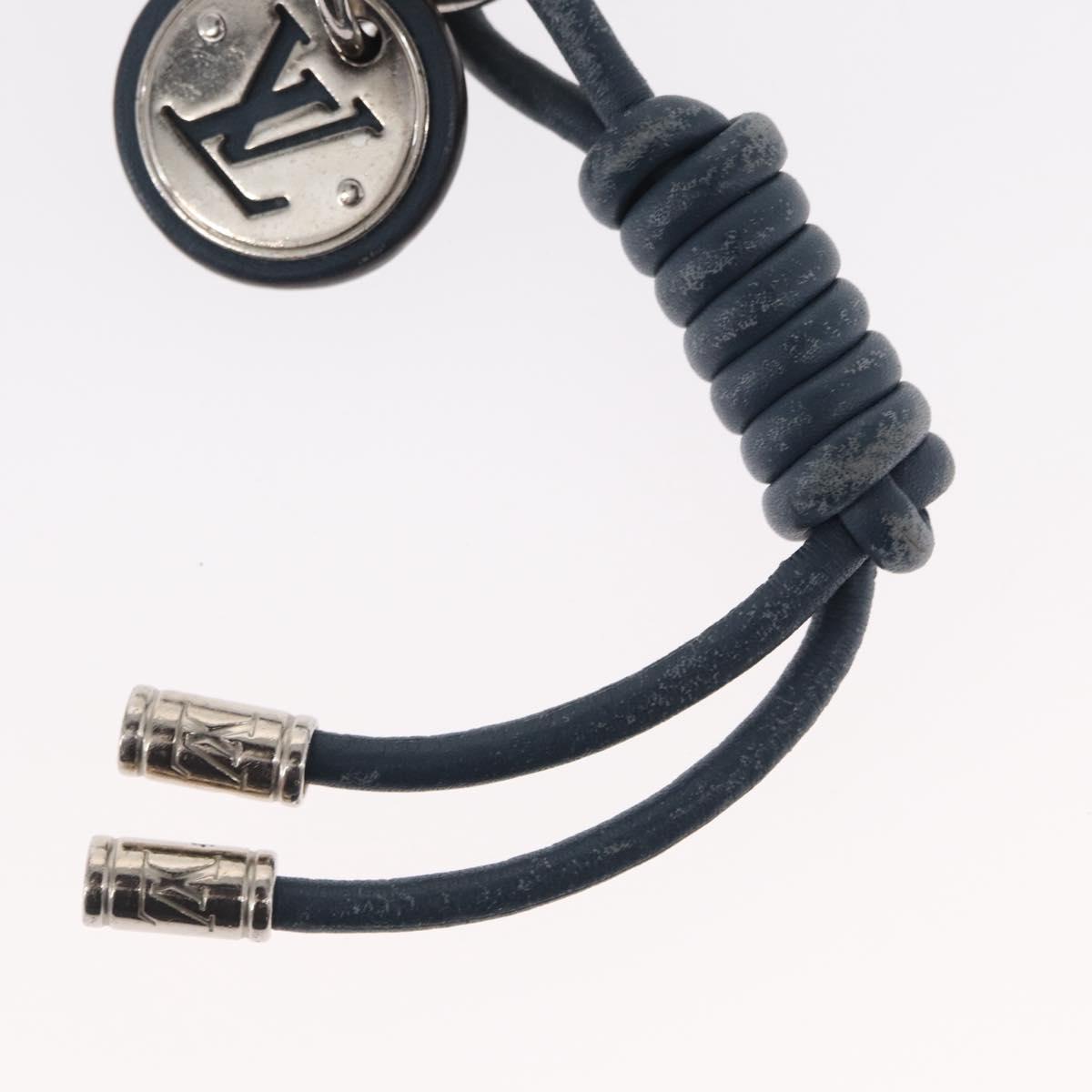 LOUIS VUITTON Leather Rope Key Charm metal Silver M62730 LV Auth 157066
