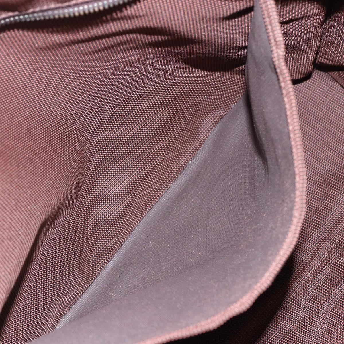 HERMES Her LineMM Hand Bag Canvas Brown Silver Auth 157068