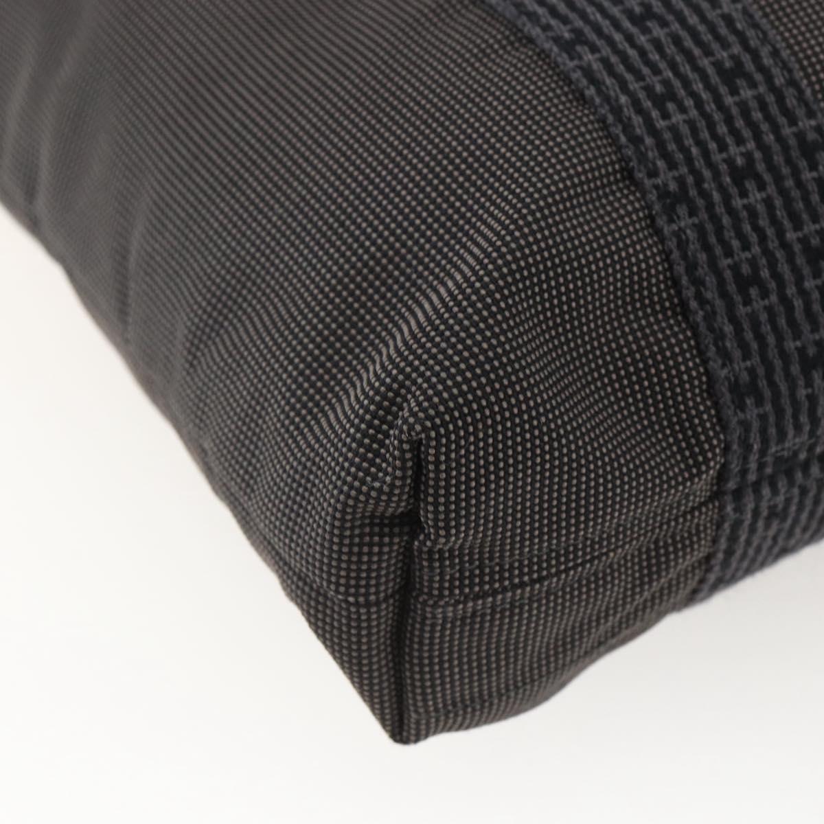 HERMES Her LineMM Hand Bag Canvas Gray Silver Auth 157069