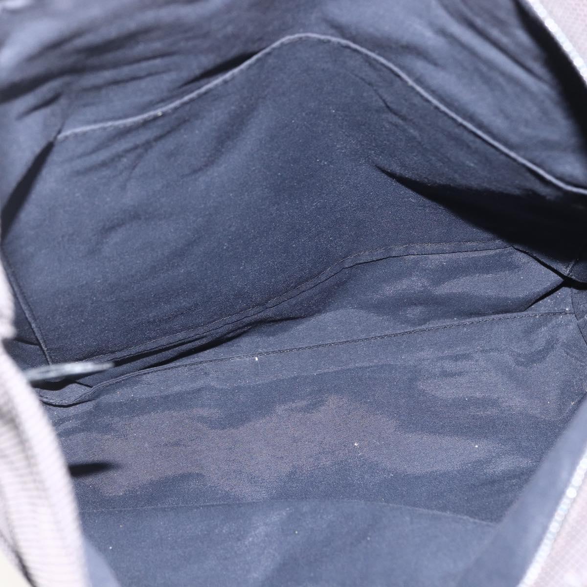 HERMES Her LineMM Hand Bag Canvas Gray Silver Auth 157069