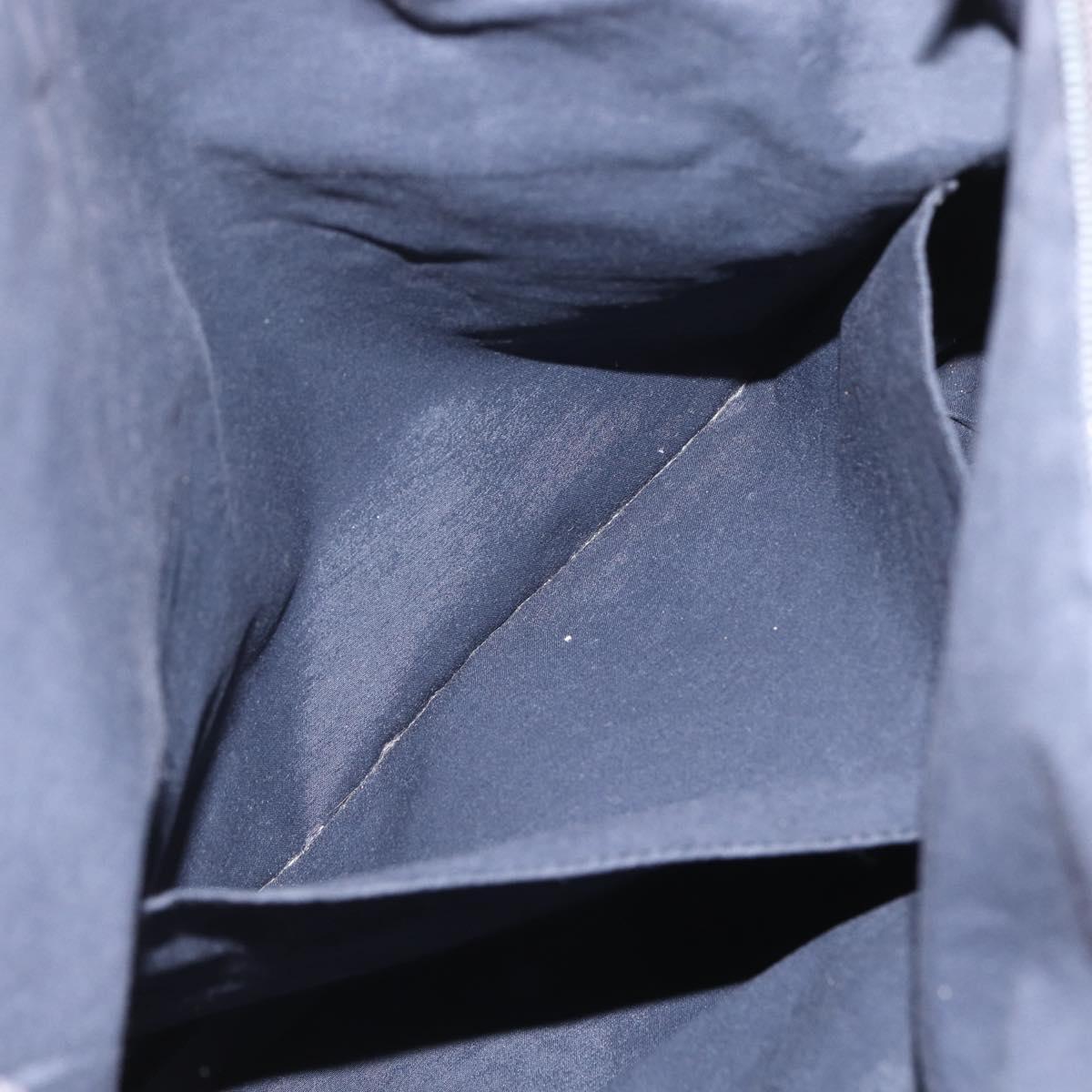 HERMES Her LineMM Hand Bag Canvas Gray Silver Auth 157069