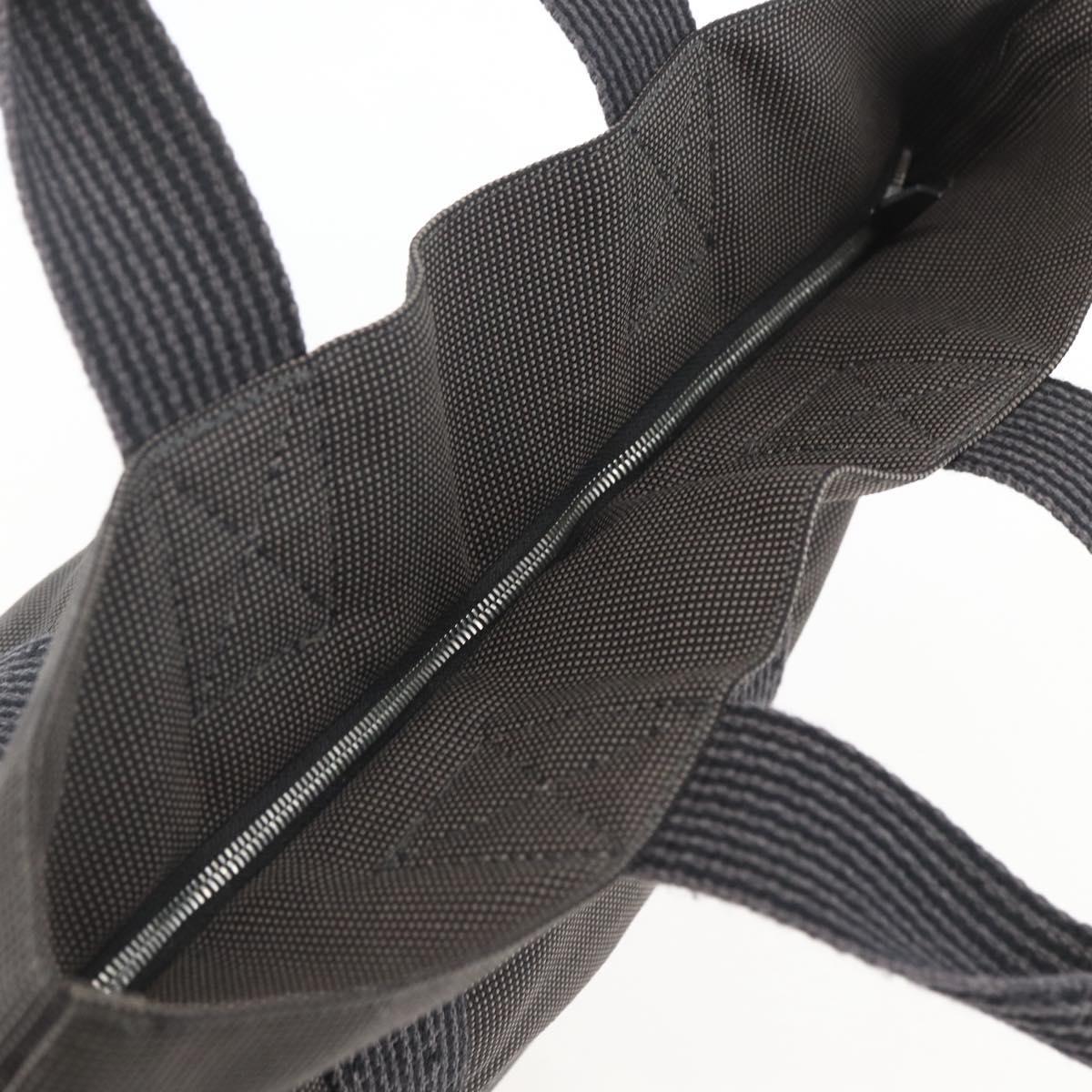 HERMES Her LineMM Hand Bag Canvas Gray Silver Auth 157069