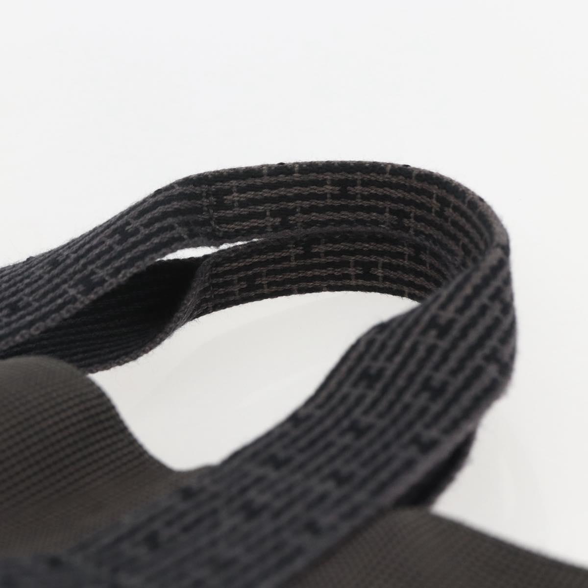 HERMES Her LineMM Hand Bag Canvas Gray Silver Auth 157069