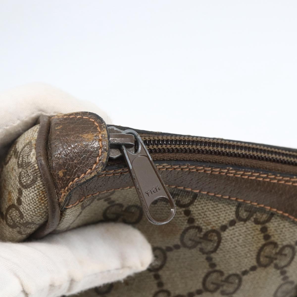 GUCCI GG Supreme Web Sherry Line Bag PVC Beige Gold 89 02 054 Auth 157071