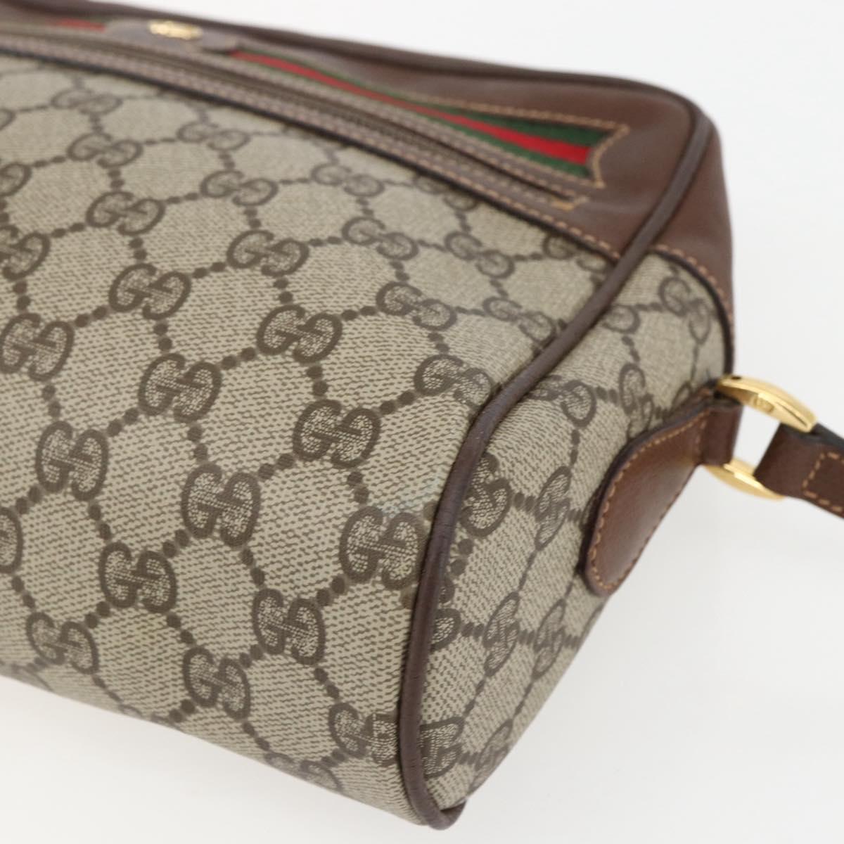 GUCCI GG Supreme Web Sherry Line Bag PVC Beige Gold 001 113 6165 Auth 157072